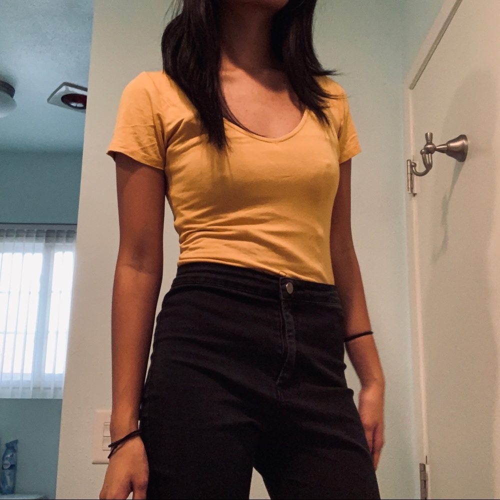 light mustard yellow bodysuit